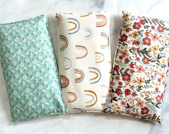 Microwavable Heating Pad, Rice Bag, Rice Heating Pad, Cold Pack, Heat Pack, Daisy, Rainbow, Botanical, Handmade Gift, 2 Sizes