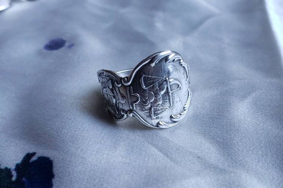 Sterling Silver Libra Vintage Spoon Ring - image 2