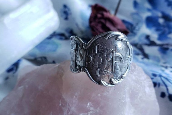 Sterling Silver Libra Vintage Spoon Ring - image 1