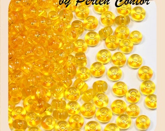 23 g glass beads 4.5 mm 5/0 gold ochre transparent preciosa seed beads (AZ1039)