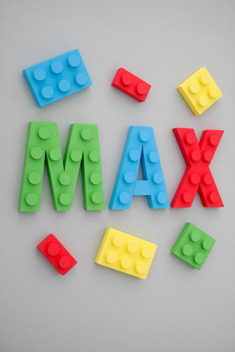 3D Lego themed wall letters wall name sign hadpainted to order | Etsy