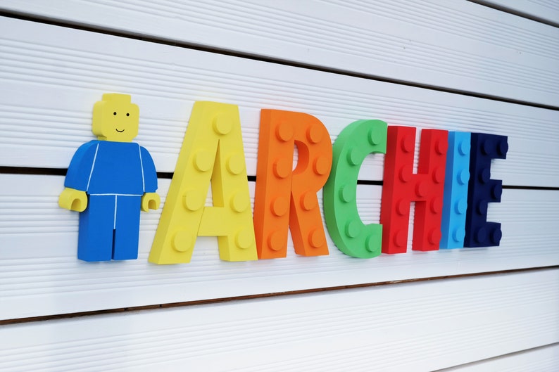 3d lego themed wall letters wall name sign hadpainted to order etsy