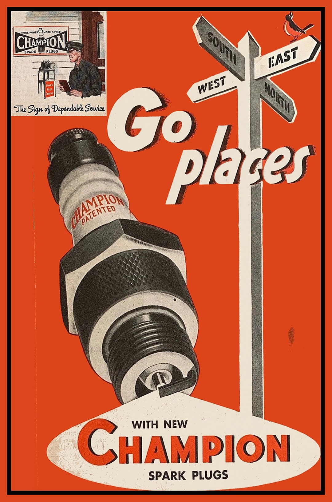 Vintage Champion Spark Plug Sign Etsy