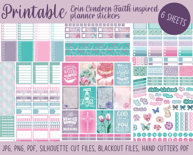 printable christian planner stickers faith planner stickers etsy