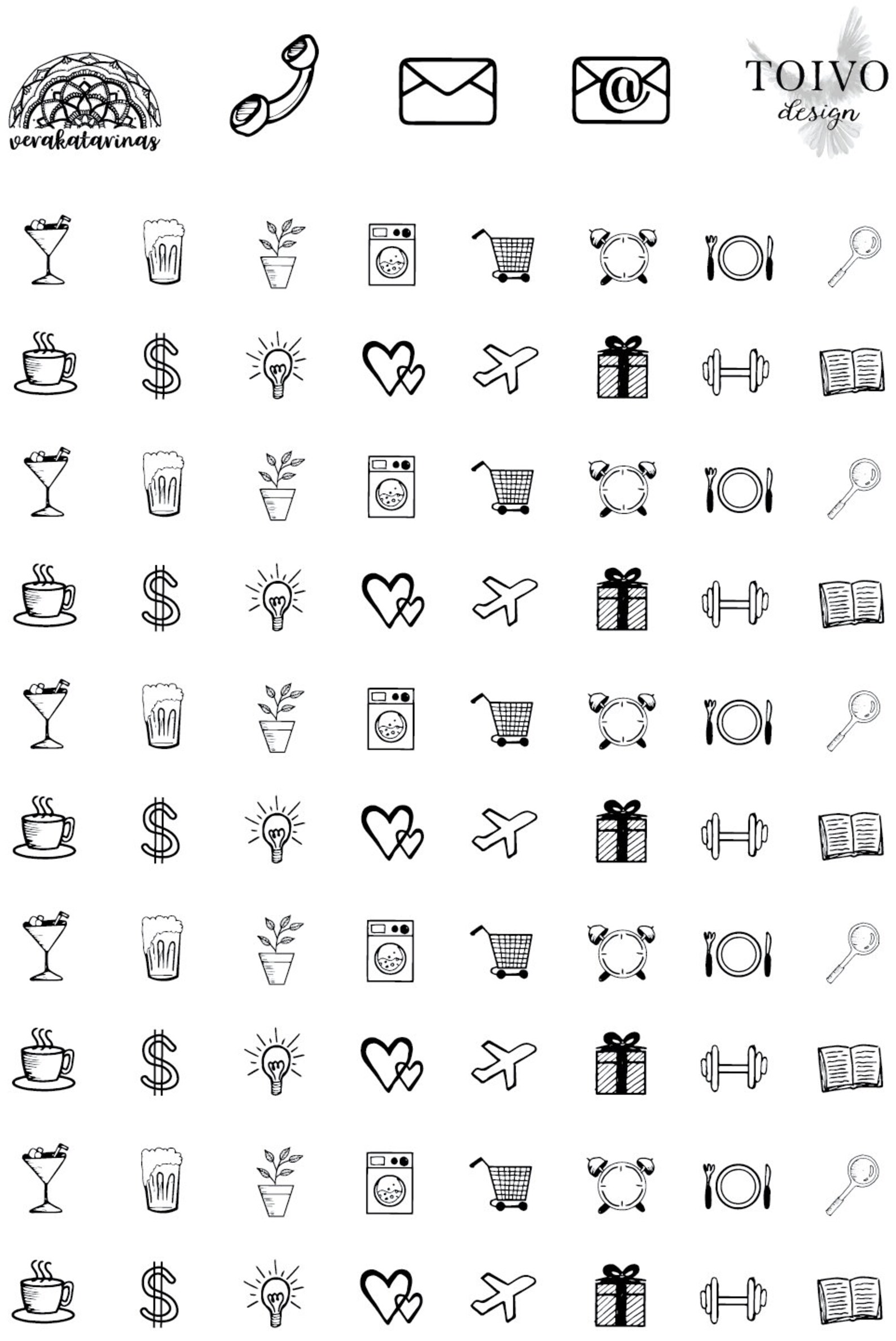 Bujo stickers set of icons Icon stickers Bujo sticker | Etsy