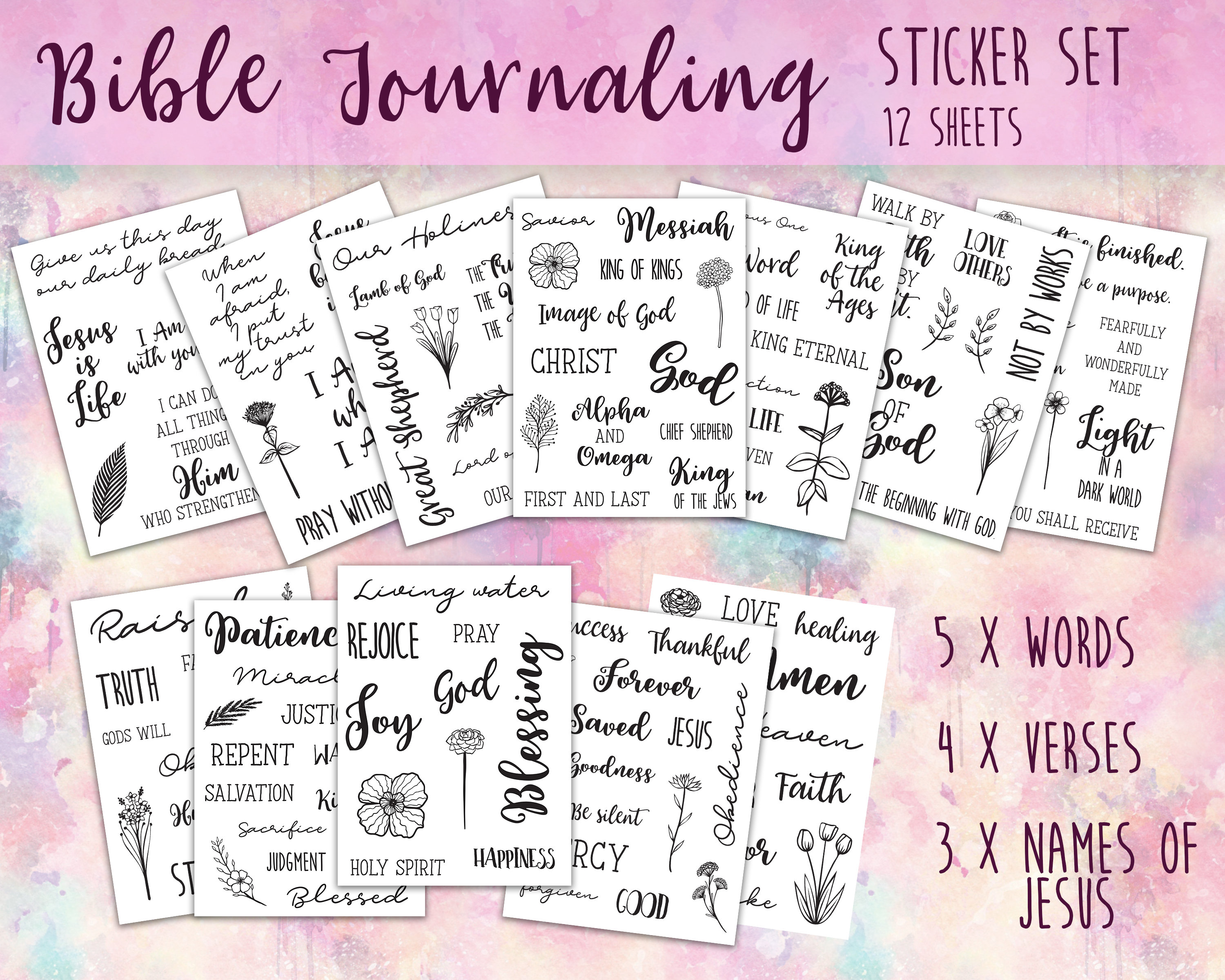 Bible Journaling sticker set Bible verse stickers Etsy
