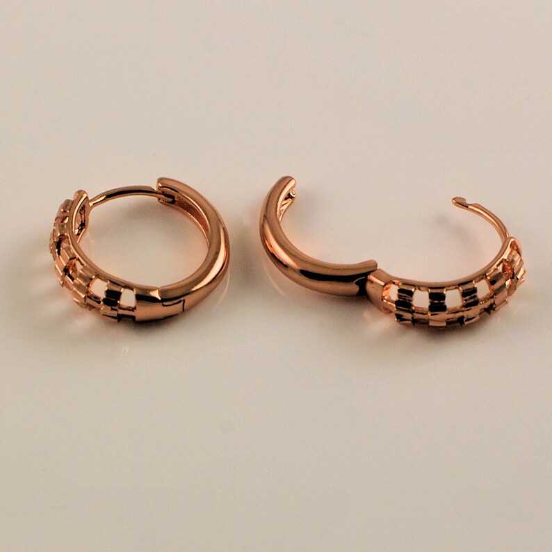 9ct Rose Gold Filled Small Hollow Pattern Huggie Hoop Sleeper - Etsy
