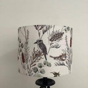 Lampshade, kookaburra and cockatoo design, handmade in Australia from all new materials