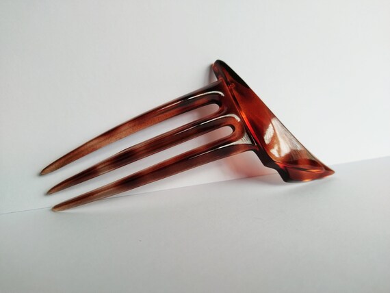 Vintage Faux Tortoiseshell Hair Comb Slide Grip M… - image 2