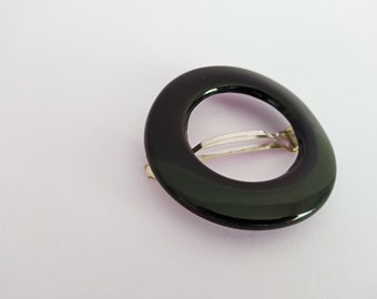 Vintage 60s - 70s Plastic Circle Barrette Hair Slide Grip 80mm x 80mm Large Clip Mod Round Accessory Ornament