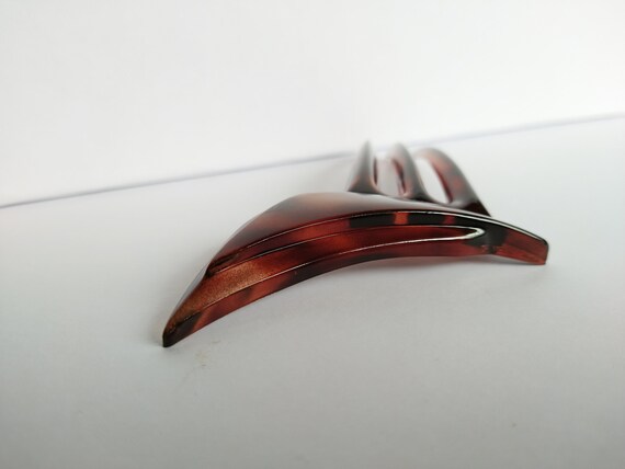 Vintage Faux Tortoiseshell Hair Comb Slide Grip M… - image 7