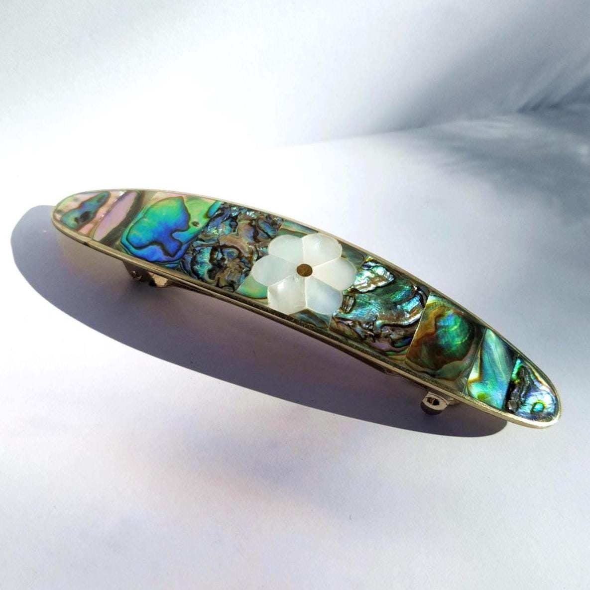 Vintage Mother of Pearl & Abalone Shell Barrette Mexico  display picture 1