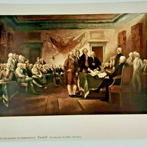 The Declaration of Independence by Trumbull Vintage Print 1950s 31.5 Cm