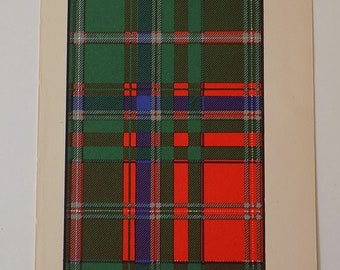 MacDougall Tartan Vintage Colour Print 1940's Scotland Scottish Clan