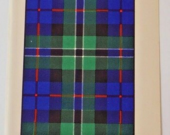 Rose Tartan Vintage Color Print 1940's Scozia Clan scozzese Scozia Clan scozzese