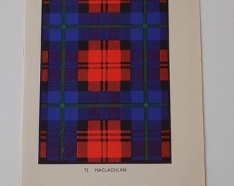 MacLachlan Tartan Vintage Farbdruck 1940er Jahre Scotland Scottish Clan