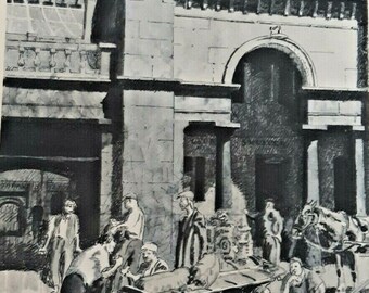 Covent Garden Market London WC1  by Walter Bayes 1947 Vintage Print