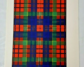 MacPherson Tartan Vintage Color Print 1940 Escócia Clã Escocês