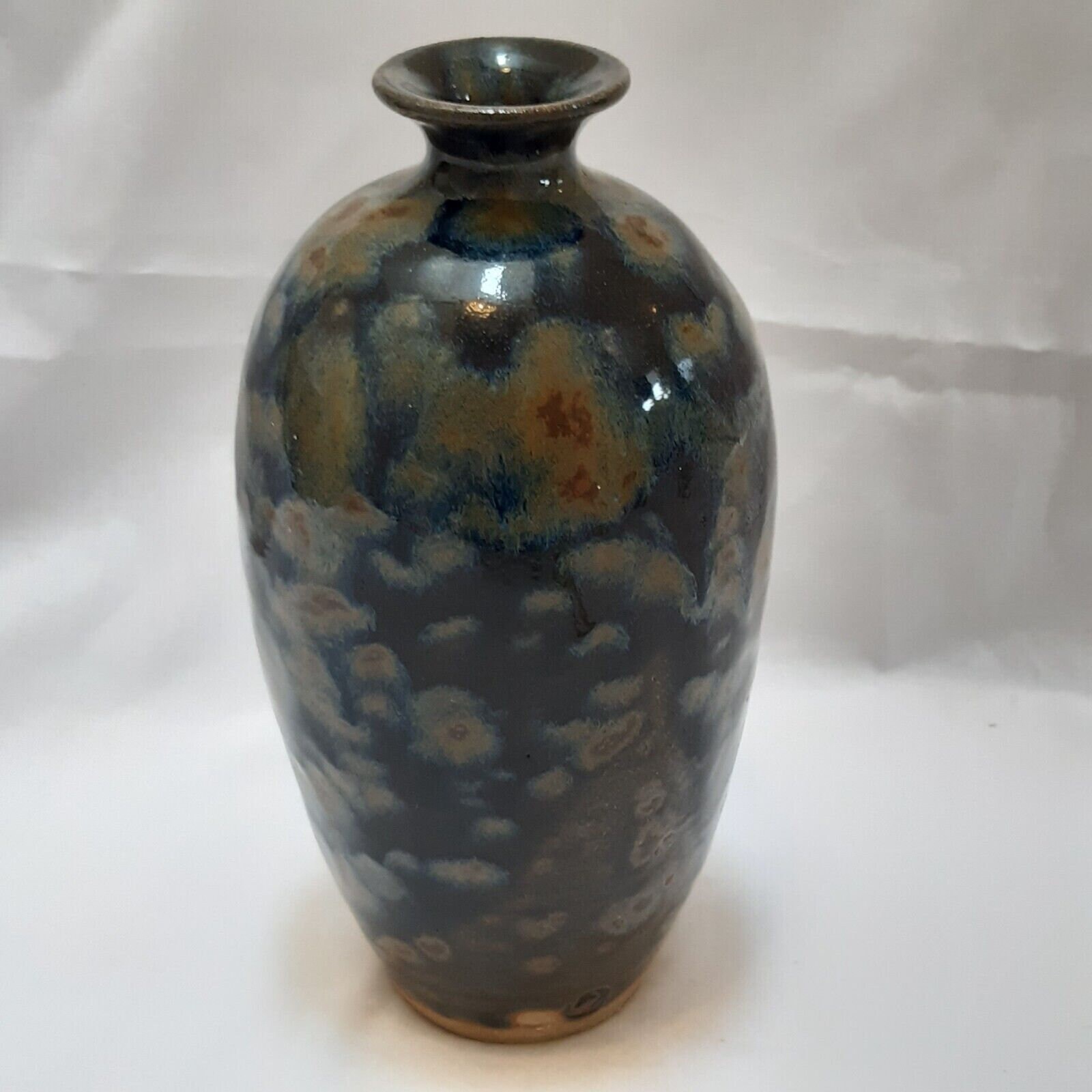 スタジオ　ポタリー Studio Pottery Vase Pot Signed Blue Multicoloured Mottled