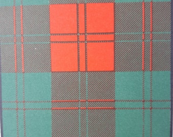 Erskine Clan Tartan Vintage Colour Print 1940's Scotland Scottish Clan