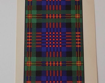 Logan de MacLennan Tartan Vintage Color Print 1940 Escócia Clã Escocês