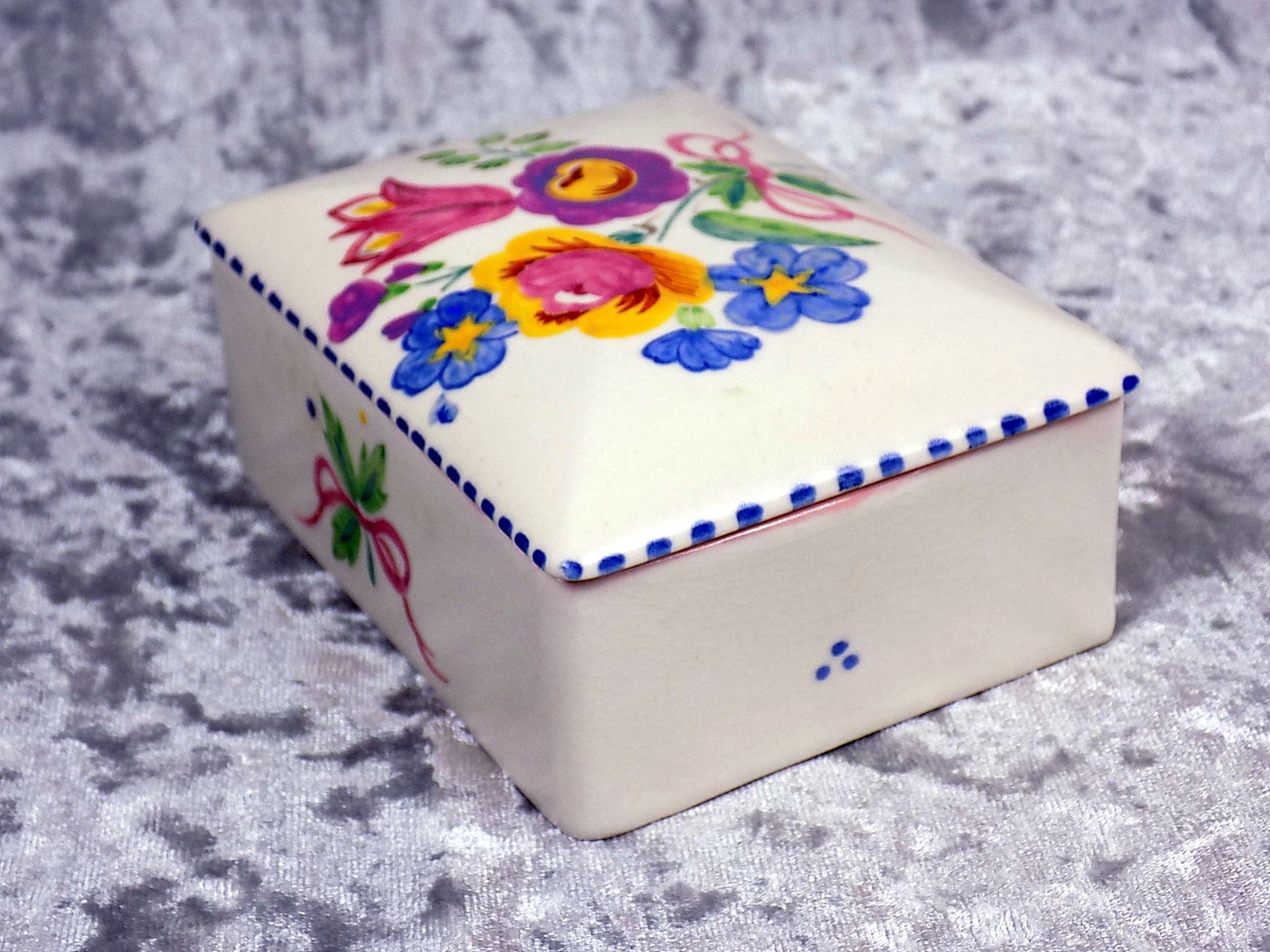 Poole Pottery Trinket Box With Hand Painted Flower Decoration Etsy
