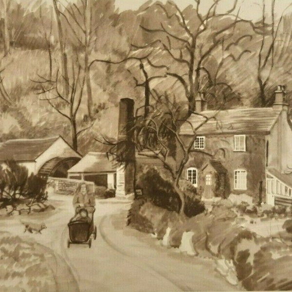 Coppice Mill Stone Staffordshire by Louisa Puller Vintage Print 1947