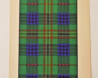 Kennedy Tartan Vintage Colour Print 1940's Scotland Scottish Clan