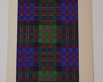 MacDonald Clan Tartan Vintage Colour Print 1940's Scotland Scottish Clan