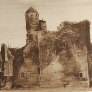 The Old Hall Biddulph by Malvina Cheek Vintage Print 1947