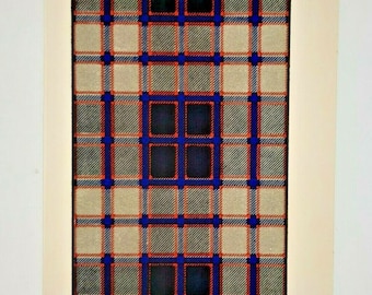 MacPherson Hunting Clan Tartan Vintage Colour Print 1940&#39;s Scotland Scottish Clan