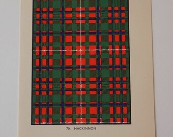 MacKinnon Vintage Colour Print Tartan 1940's Scotland Scottish Clan