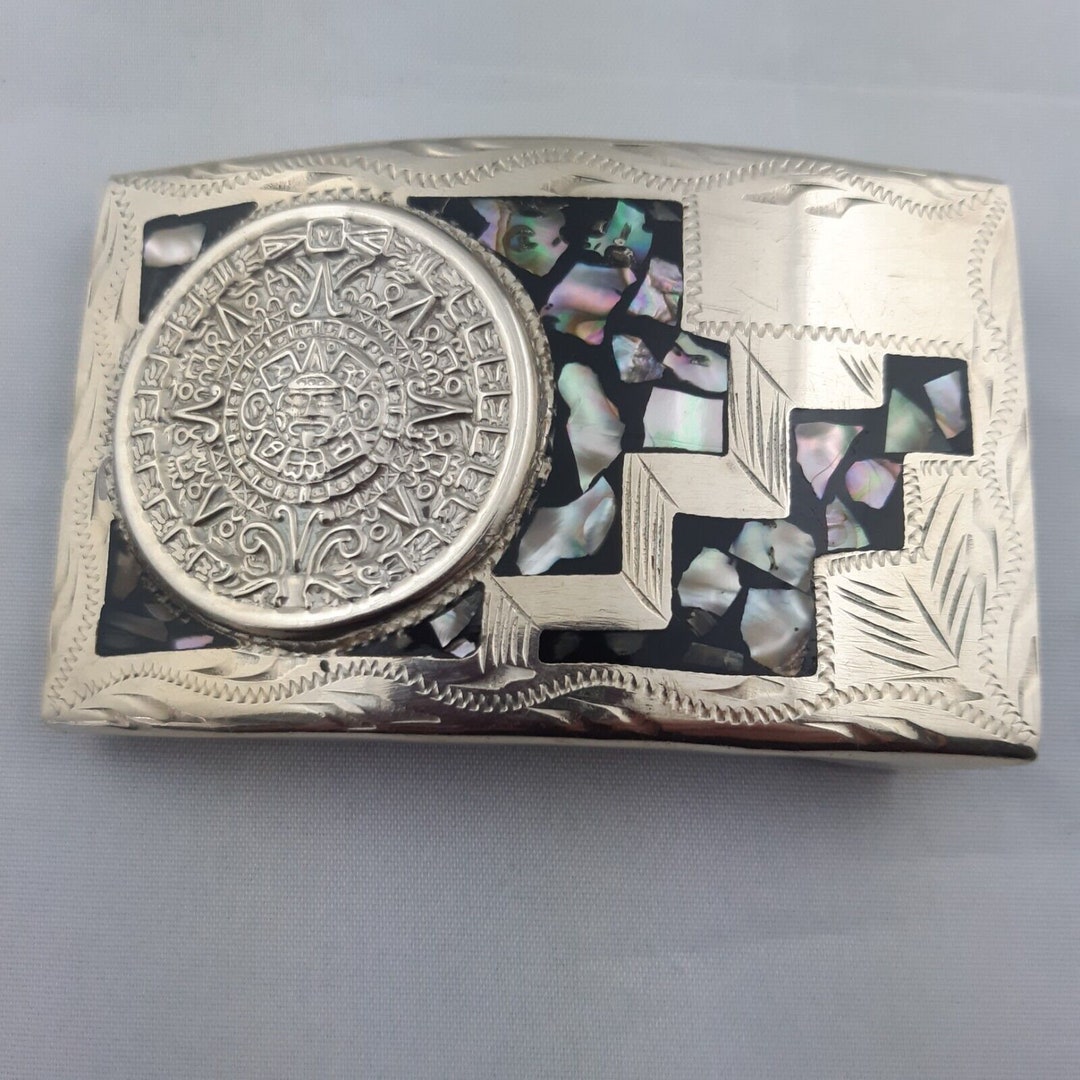Boucle de ceinture « Mexique » incrustation d'ormeau du Mexique