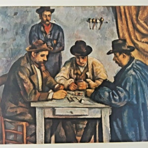 The Card Players Cézanne Vintage Colour Print  1950s 31 1/2 cm x 24 cm