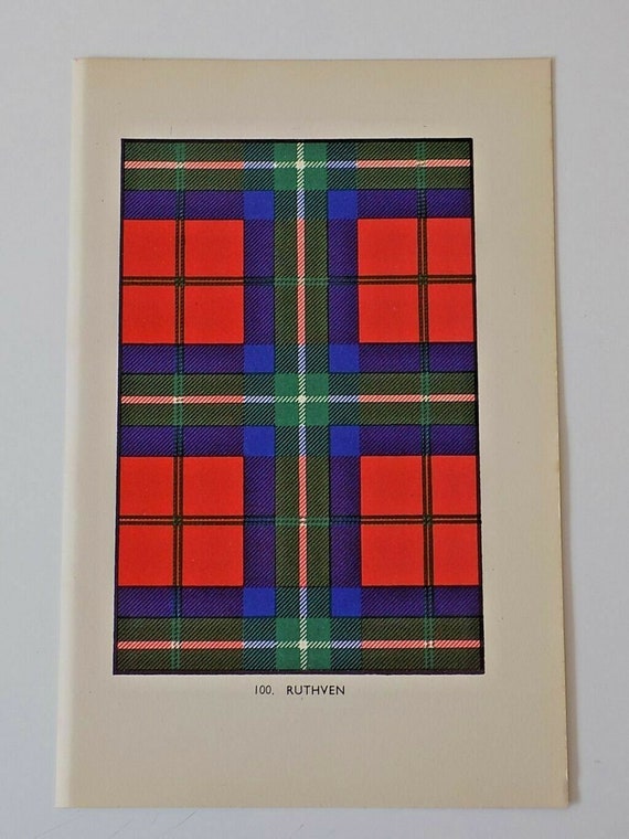 Ruthven Tartan Vintage Colour Print 1940's Etsy