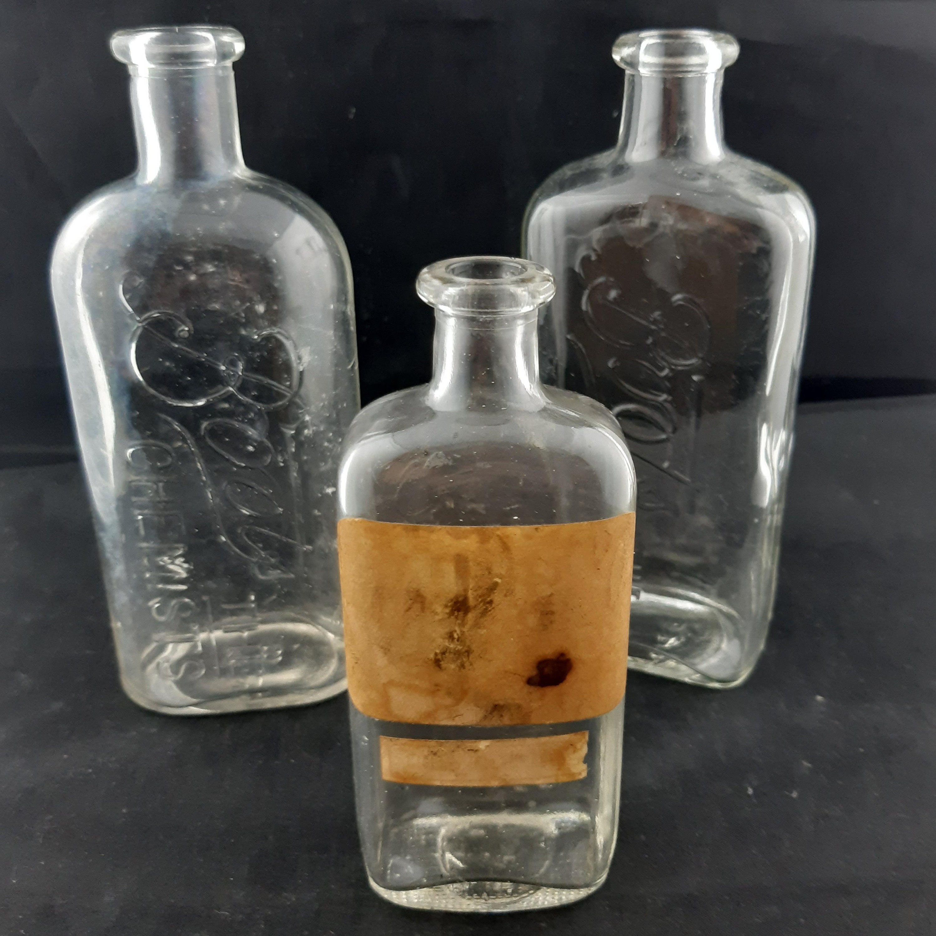 Boots the Chemist Old Clear Bottles 