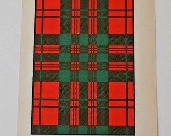 Livingston Tartan Vintage Colour  Print 1940's Scotland Scottish Clan