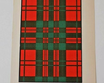 Livingston Tartan Vintage Colour  Print 1940's Scotland Scottish Clan