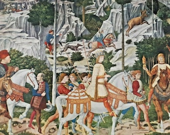 Detail from The Journey Of The Magi Benozzo Gozzoli Vintage Print  1950s