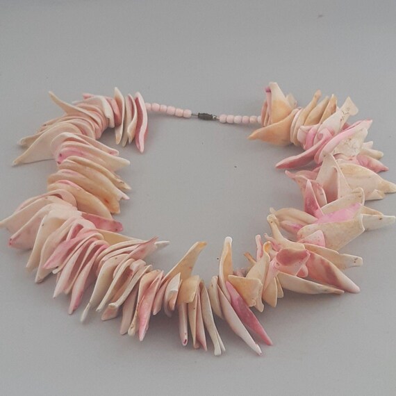 Pink Shell Necklace Large Statement Stunning 18 i… - image 3