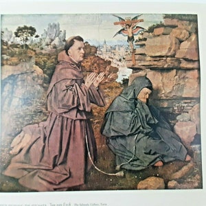 Saint Francis Receiving The Stigmata Jan van Eyck Vintage Print  1950s
