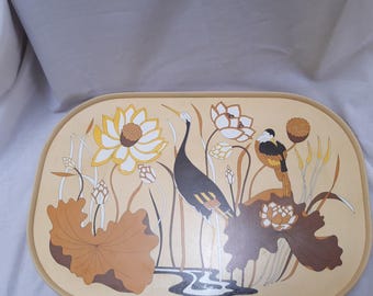 Vintage St Michael Melamine Tray Art Nouveau Style Bird and Flower Pattern 1970s