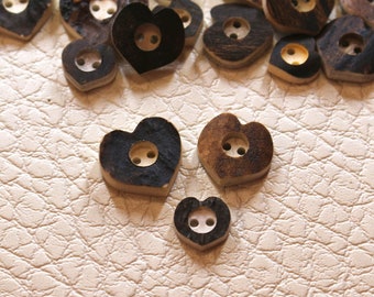 Deer Antler Buttons - Various Sizes - Real Deer Antler Buttons Hearts - Sewing Supplies