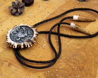 Bolo Tie | Western Style Necklace for Hunters And Nature Lovers | Made from Deer Antler