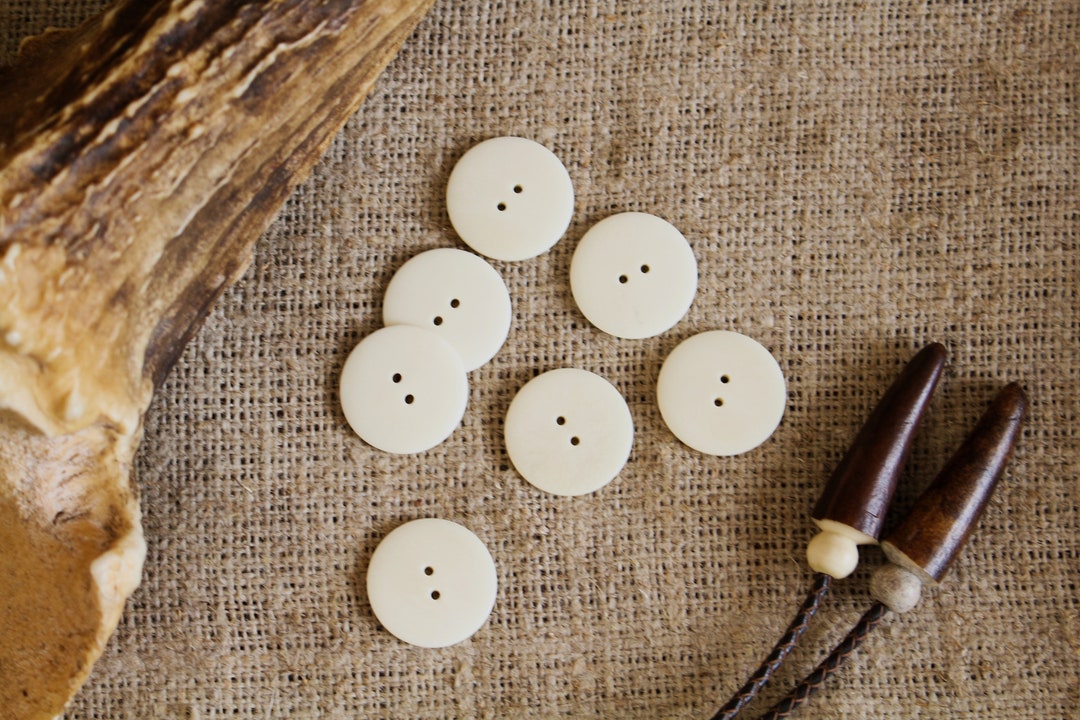 Bone Buttons, Handmade Bone Buttons, White Bone Buttons, White Bone