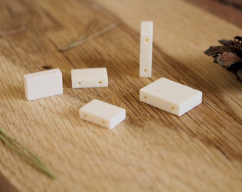 Handmade Natural Cattle Bone Rectangle Beads, 15x10mm