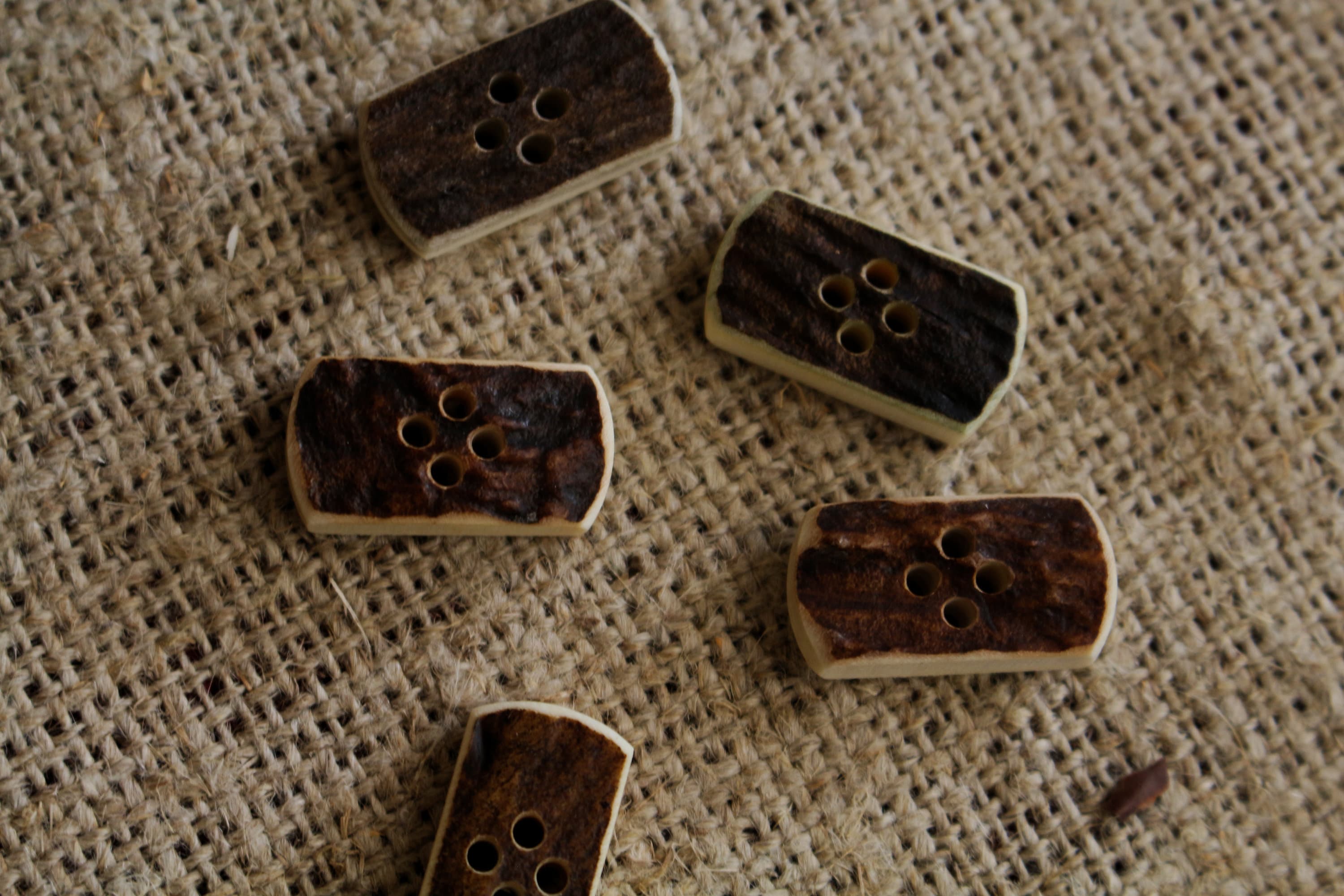 Handmade Natural Elk Horn Buttons, Rustic Rectangular Buttons - Etsy