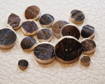 Deer Antler Buttons - 2-hole - All Sizes - Real Deer Antler Buttons BR6 - Natural Craft Supplies