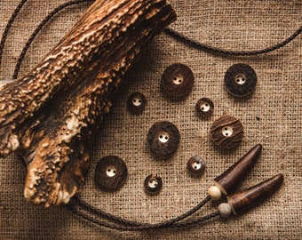 Deer Antler Buttons - Rustic Sewing Embellishments - Various Sizes - Handcrafted Natural Sewing Supplies