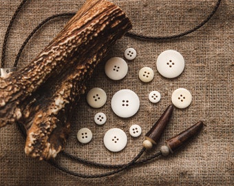 Bone Buttons, Handmade Bone Buttons, White Bone Buttons, White Bone Sewing Buttons, Natural Bone Buttons, Handmade Sewing Bone Buttons